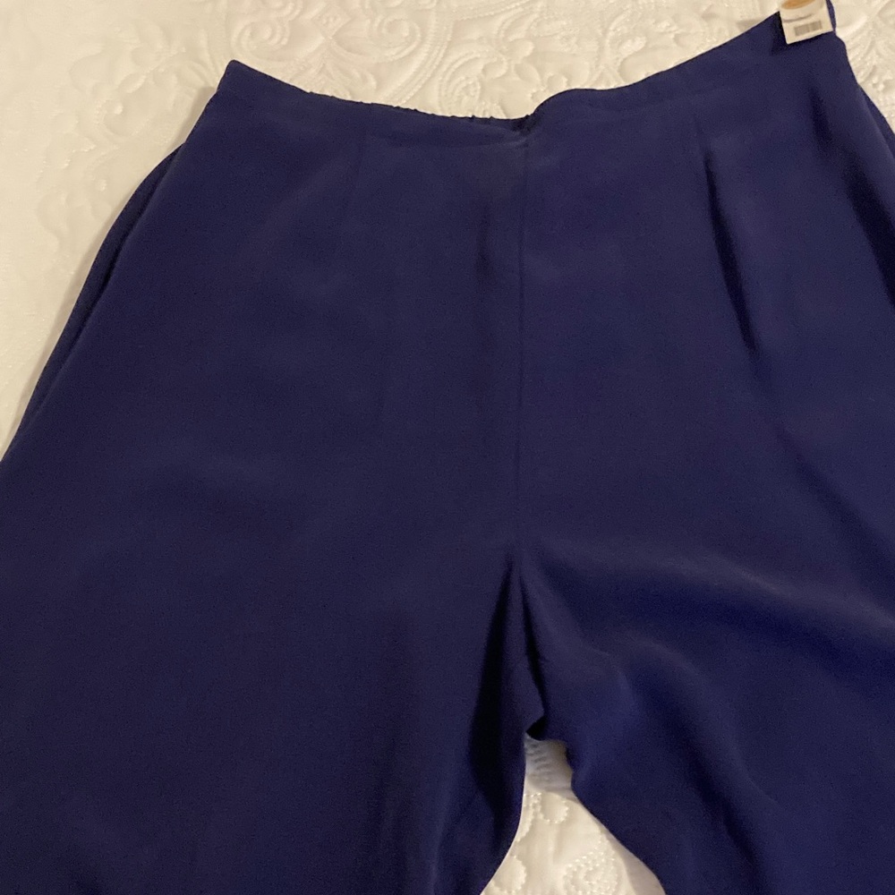 Talbots NWT pure silk  Navy Blue High-Waisted Pants